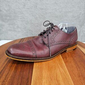 Joseph Abboud Owings Derby Shoes 8.5 Burgundy Oxblood Broguing Lace Up Leather